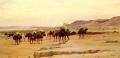 scenes of Oriental life (Orientalism) in art and painting - Salt Caravans in the Desert :: Eug&#1080;ne-Alexis Girardet