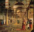 scenes of Oriental life (Orientalism) in art and painting - Public Prayer in the Mosque of Amr, Cairo :: Jean-Leon Gerome