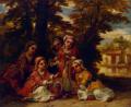 Children's portrait in art and painting - Enfants turcs-cinq fillettes jouant a l'ombre de grands arbres :: Narcisse-Virgile D&#1085;az de la Pe&#1089;a 