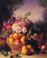 flowers in painting - Still Life of Flowers and Fruits :: Eugene-Adolphe Chevalier
