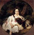 Portraits of young girls in art and painting - A Young Girl Resting In A Landscape With Her Dog :: Friedrich August von Kaulbach