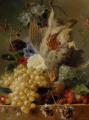 Still-lives with fruit - Grapes Strawberries Chestnuts an Apple and Spring Flowers :: George Jacobus Johannes Van Os