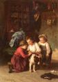 Children's portrait in art and painting - The Patient Pet  :: Theophile-Emmanuel Duverger