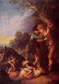 Children's portrait in art and painting - Shepherd Boys with Dogs Fighting :: Thomas Gainsborough