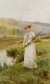 7 female portraits ( the end of 19 centuries ) in art and painting - Across the Meadow :: Alfred Glendening