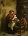 Woman and child in painting and art - Feeding Time :: Edouard Frere