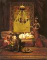 Arab women (Harem Life scenes) in art  and painting - In the Harem :: Edouard Frederic Wilhelm Richter