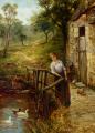 Village life - Young Lady at the Mill Pond :: Ernst Walbourn