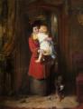 Woman and child in painting and art - A Christmas Kiss :: George Bernard O'Neill