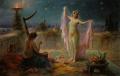 Arab women (Harem Life scenes) in art  and painting - Moonlight Serenade :: Hans Zatzka