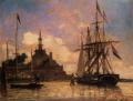 Sea landscapes with ships - The Port of Rotterdam :: Johan Barthold Jongkind
