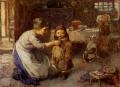 Woman and child in painting and art - This is the way we go to school :: John Henry Henshall