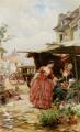 Romantic scenes in art and painting - A Merchant Fruit and Flowers :: Louis Marie de Schryver