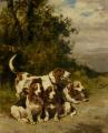Hunting scenes - Hunting with Dogs on a Forest Path :: Charles Olivier De Penne