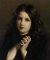 Young beauties portraits in art and painting - A Young Girl with Holly Berries :: Etienne Adolphe Piot