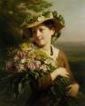 Young beauties portraits in art and painting - Young Beauty with Bouquet :: Fritz Zuber-Buhler
