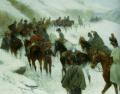 History painting - Napoleaon Leading His Troops Through Guadarrama Mountains :: Jan Von Chelminski