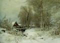 winter landscapes -  A Cottage in a Snowy Landscape :: Louis Apol 