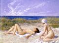 Nu in art and painting - Sunbathing in the Dunes :: Paul Gustave Fischer