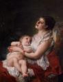 Woman and child in painting and art - Mothers Embrace :: Adolphe Jourdan