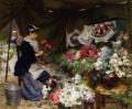 Street and market genre scenes - Flower Seller Makiing Bouquets :: Victor Gabriel Gilbert