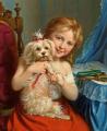 Portraits of young girls in art and painting - Young Girl with Bichon Frise :: Fritz Zuber-Buhler