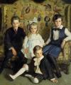 Children's portrait in art and painting - A Family Portrait of Four Children :: Harrington Mann